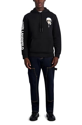 KARL LAGERFELD Herren Karl Character Hoodie Kapuzenpullover, Schwarz, Large im Sale
